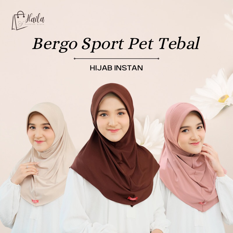 Jilbab Sport Instan Pet Tebal | Jilbab Instan Sport Fuji bahan Jersey Premium Pet