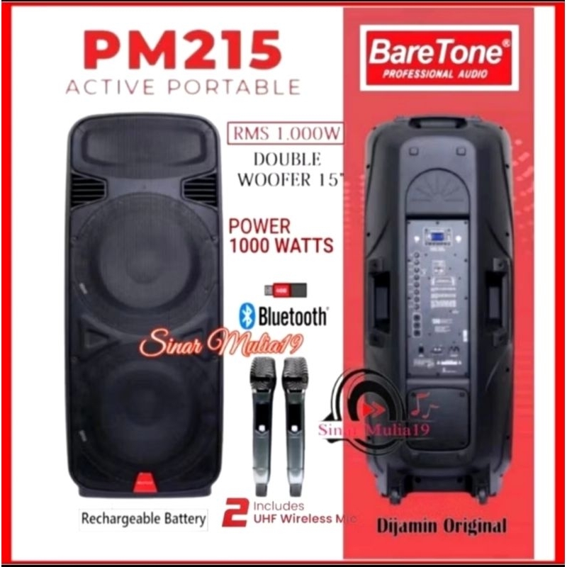 BARETONE PM215 ORIGINAL DOUBLE WOOFER"15 INCH 1000 WATT