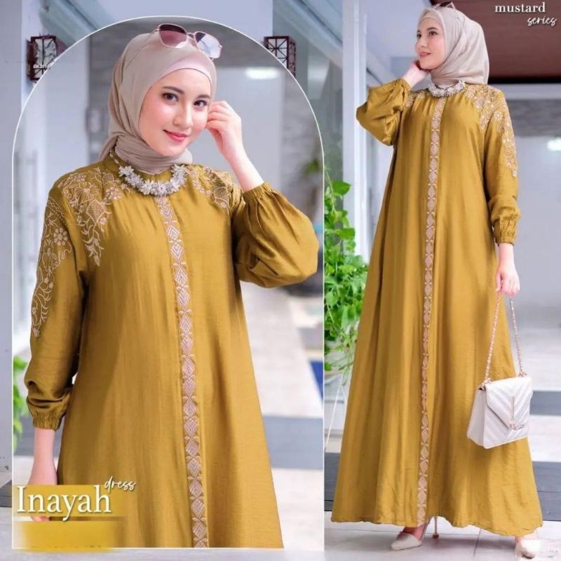 INAYAH DRESS/GAMIS BORDIL TERBARU TERMURAH/POLOLINEN