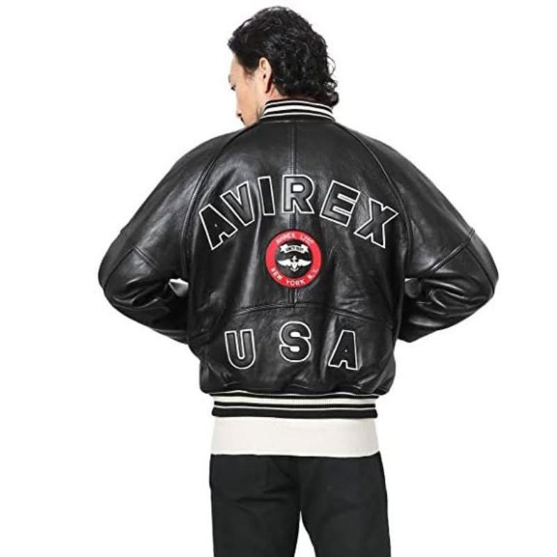 Avirex Varsity Baseball Sport Leather Bomber Jacket X Jaket Kulit Schott MLB Vanson Harley Davidson 