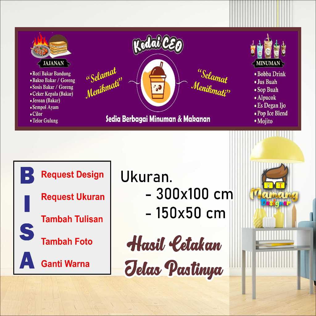 Cetak Spanduk Banner Kedai Makanan dan Minuman Bahan Bagus