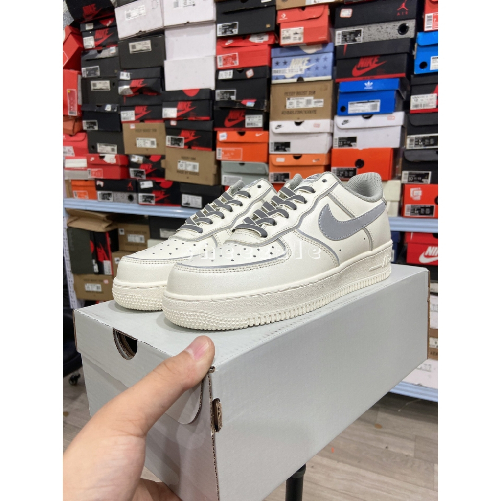 READY STOCK SIZE 39 - Nike Air Force 1 Low Beige Grey 3M Reflective BNIB ORIGINAL MATERIAL