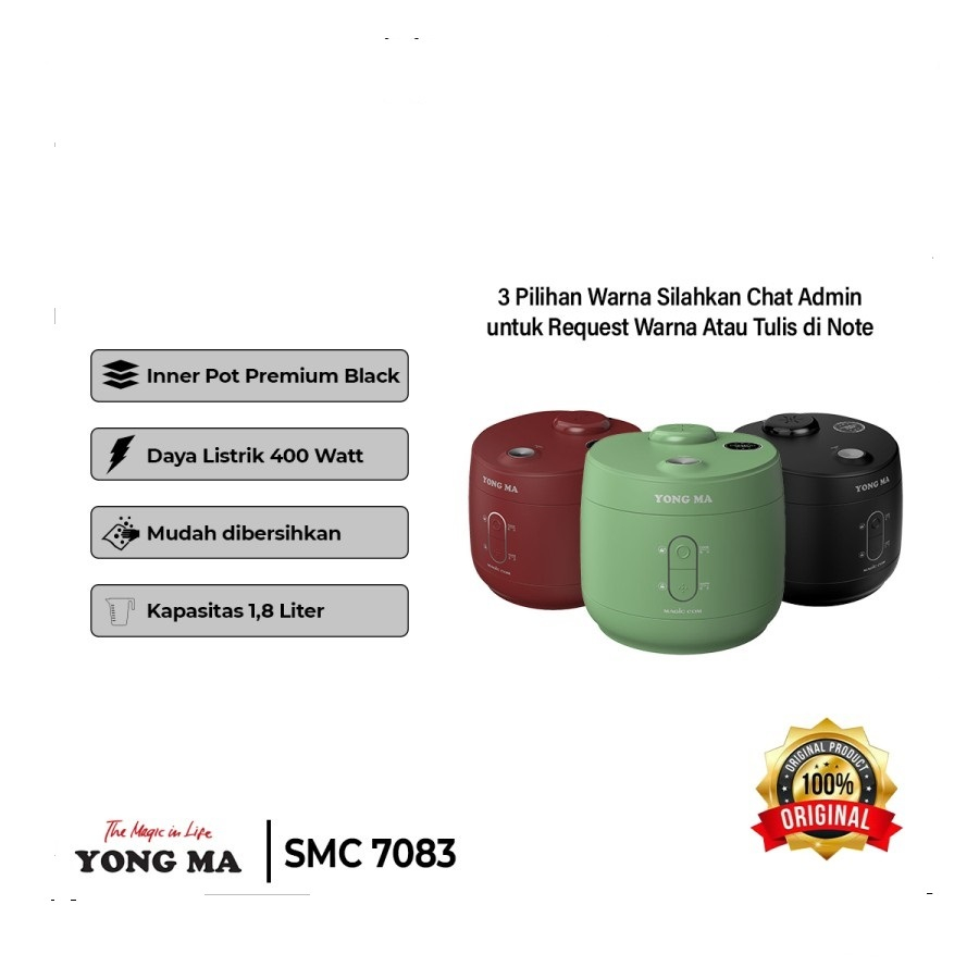 RB YONG MA Rice Cooker/Magic Com Manual 3 In 1 SMC-7083 Kapasitas 1.8 Liter