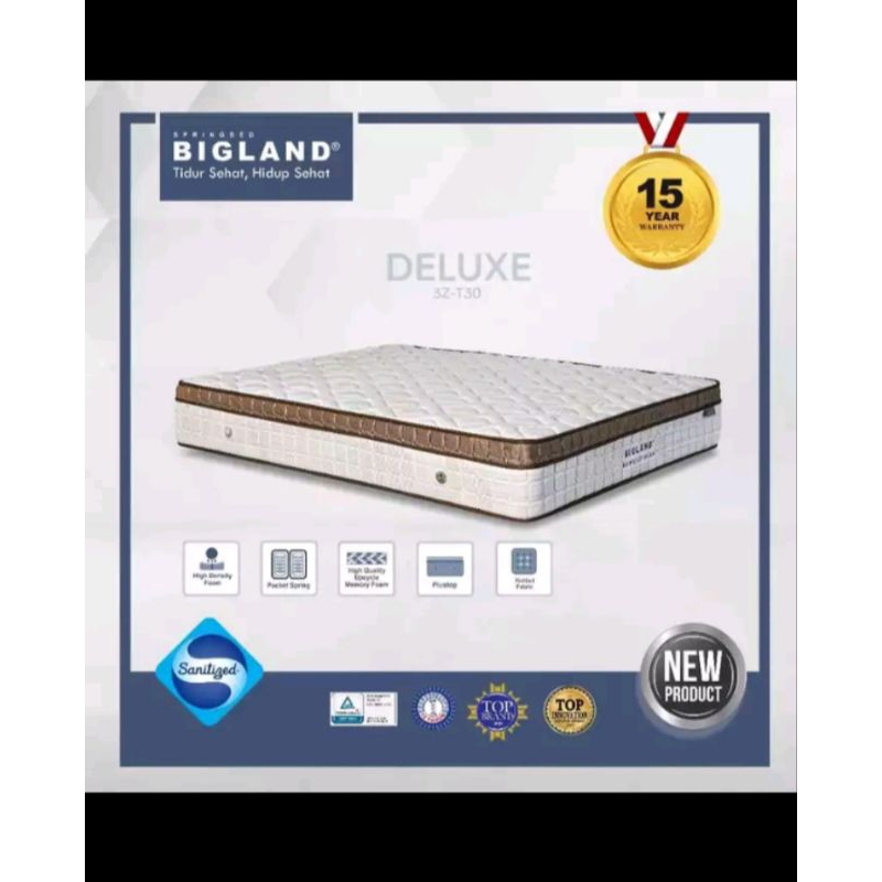 KASUR SPRINGBED  BIGLAND DELUXE POCKET 180 x 200 cm 15 TAHUN / BIGLAND SPRINGBED 180 / SPRINGBED BIG
