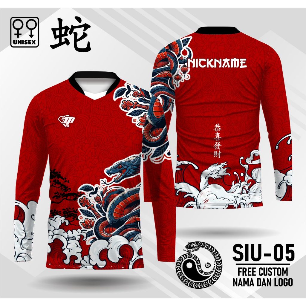 kaos imlek shio ular jersey imlek shio ular kaos jersey shio ular terbaru SIU-05 lengan panjang