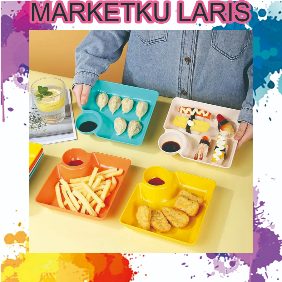 MKL Piring Makan 2 in 1 Tempat Saus Kecap / Piring Makan Souvenir / Piring Makan Serbaguna / Tempat 