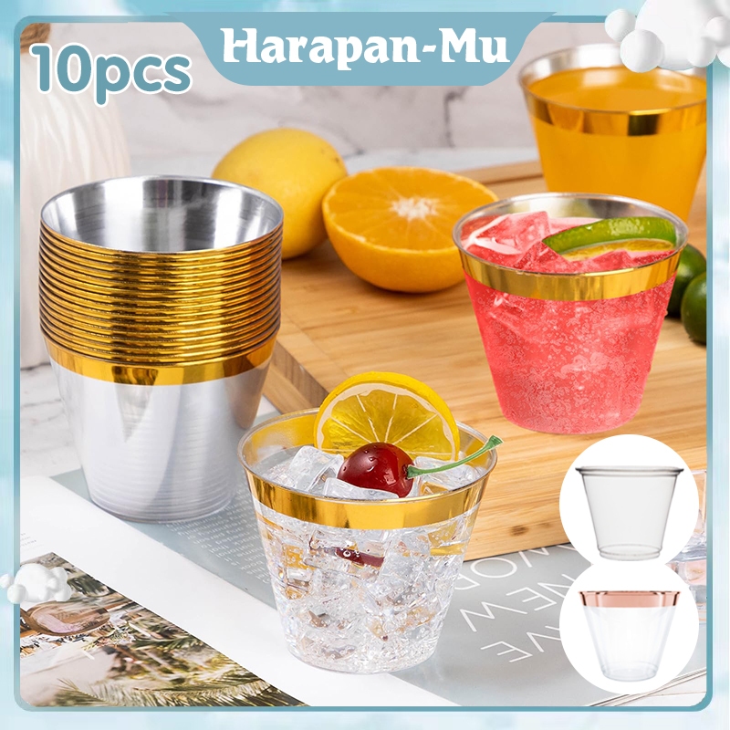 Gelas Plastik Sekali Pakai 10pcs Gelas Plastik Bening Kecil Gelas Juice Gelas Anggur Plastik