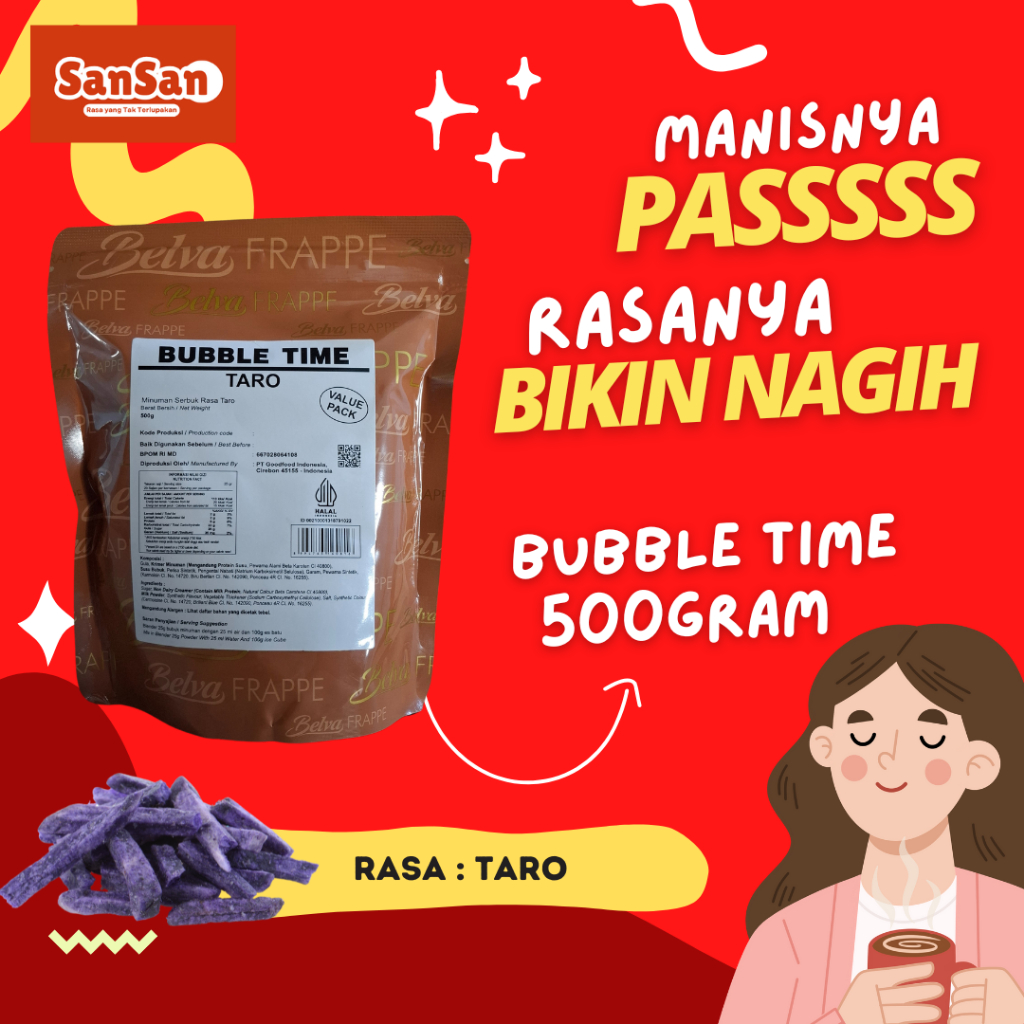 

Bubbletime Minuman bubuk Rasa Taro 500gram