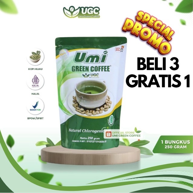 

Umi Green Coffee 250 Gram 100% UGC Kopi Hijau Herbal DietOriginal Kemasan Baru