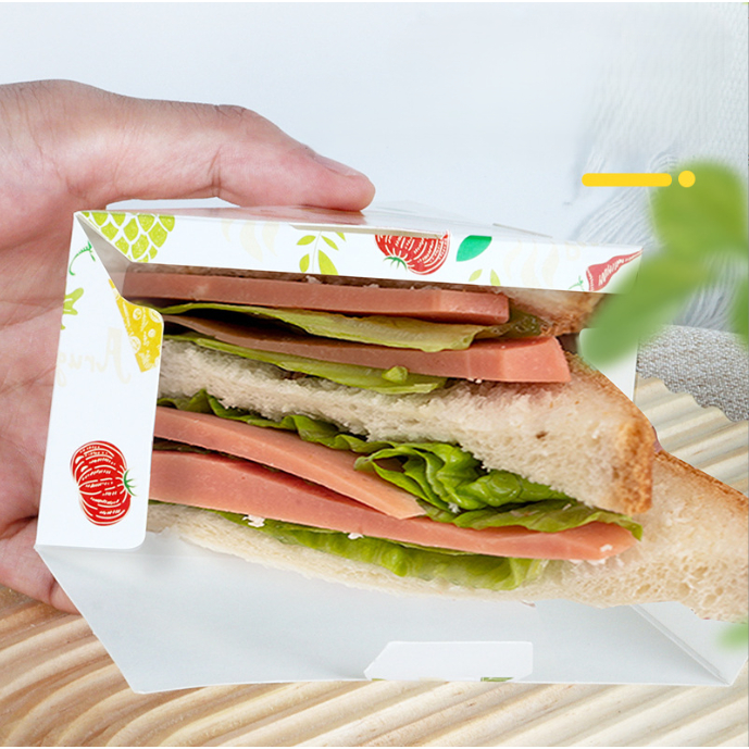 10pcs Paper Sandwich Box 12cm / Box Packing Sandwich / Kemasan Sandwich Segitiga Foodgrade