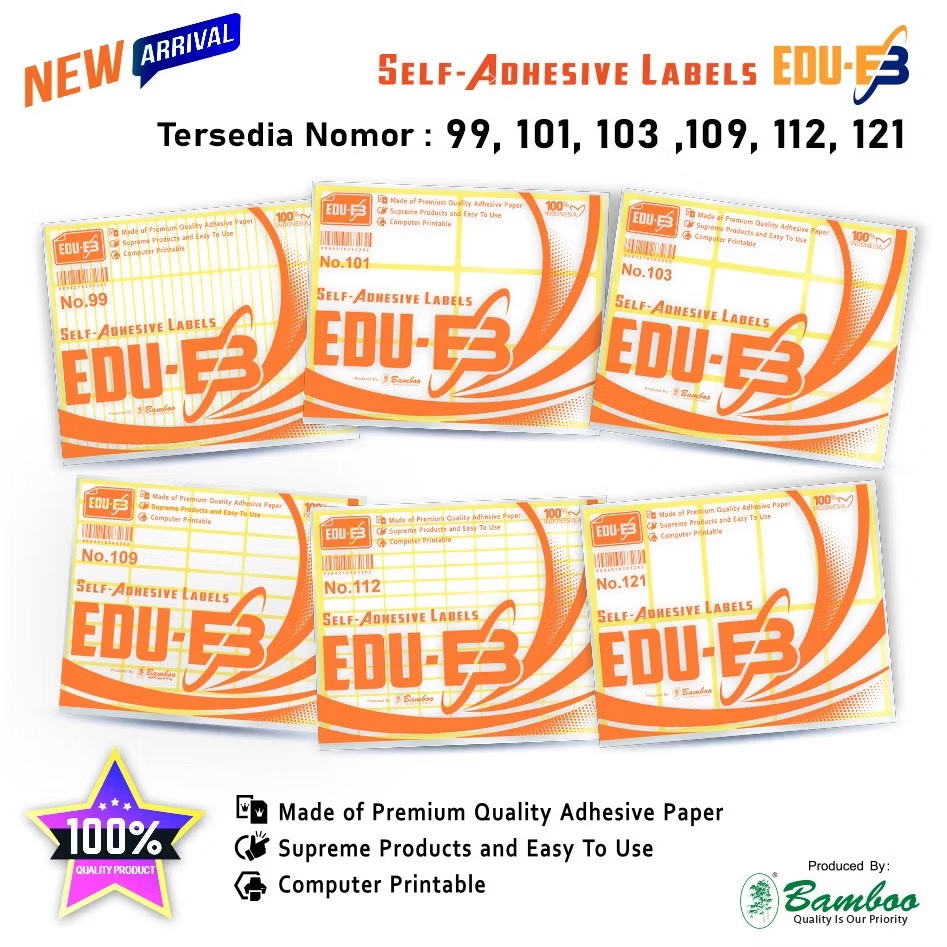 

[PAK/7LBR] BAMBOO Label EDU-B Self Adhesive Label (Ukuran 99, 101, 103, 109, 112, 121)