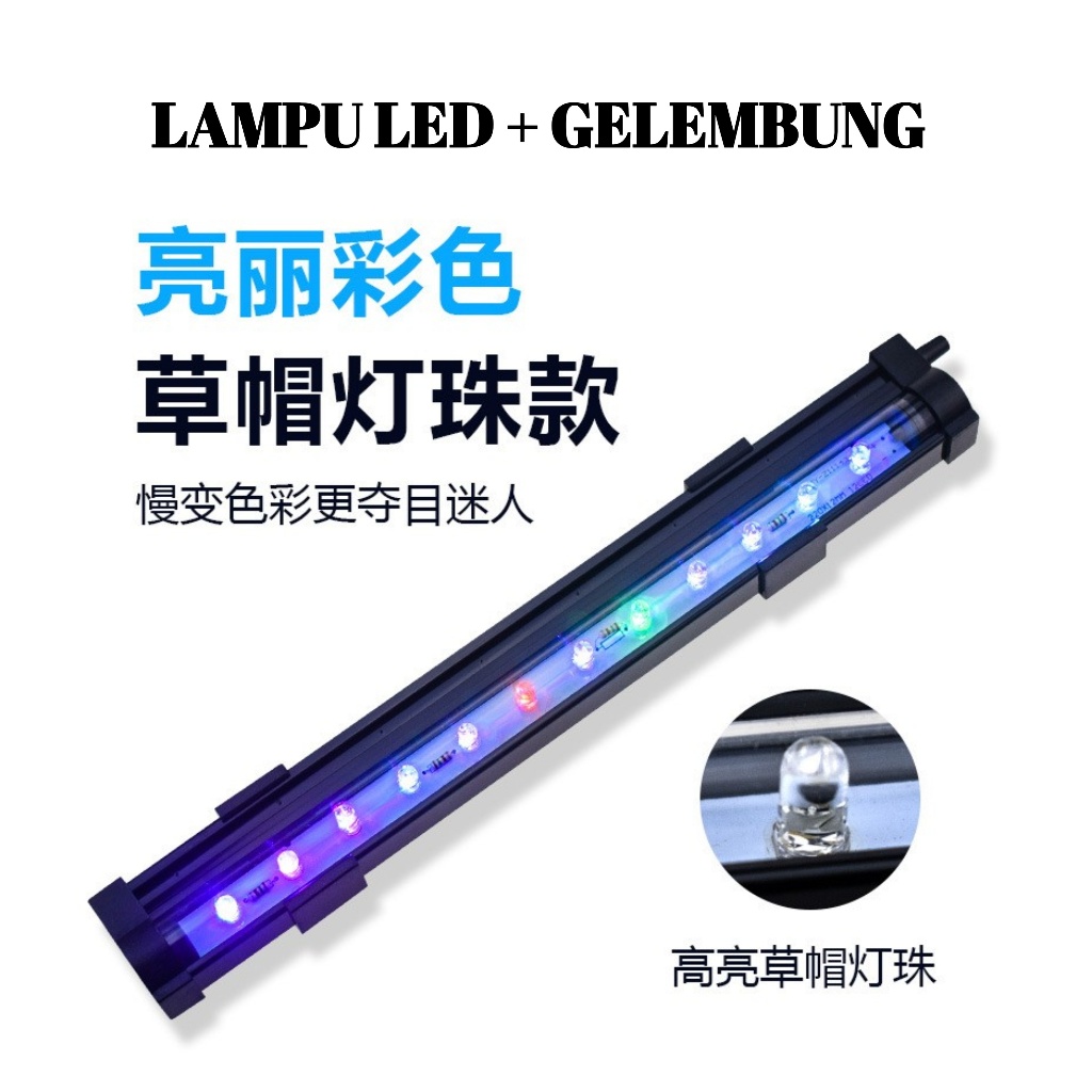 Lampu Celup Gelembung Udara LED Aquarium Batu Aerator Aerasi Air Stone