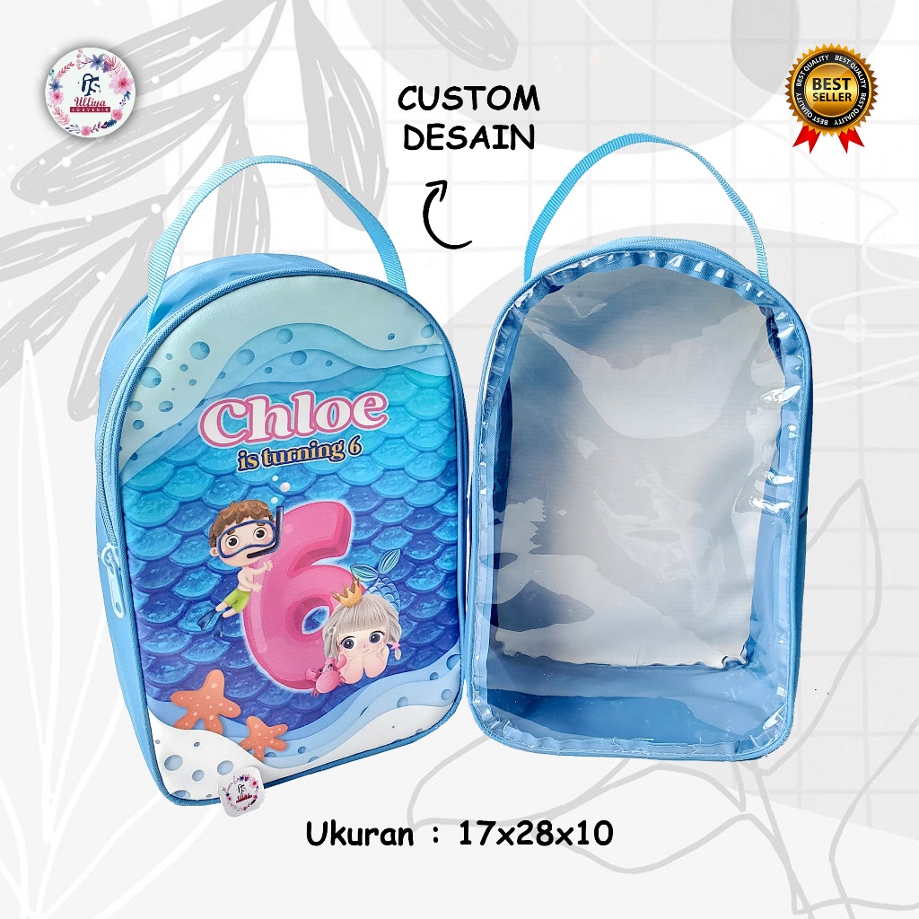 

PREMIUM MODEL ARCH BAG Tas Ultah Murah Di Bawah 15 Ribuan Tema Under The Sea Mermaid Cute Dan Bisa Custom Tema Cewek Cowok, Foto, Nama
