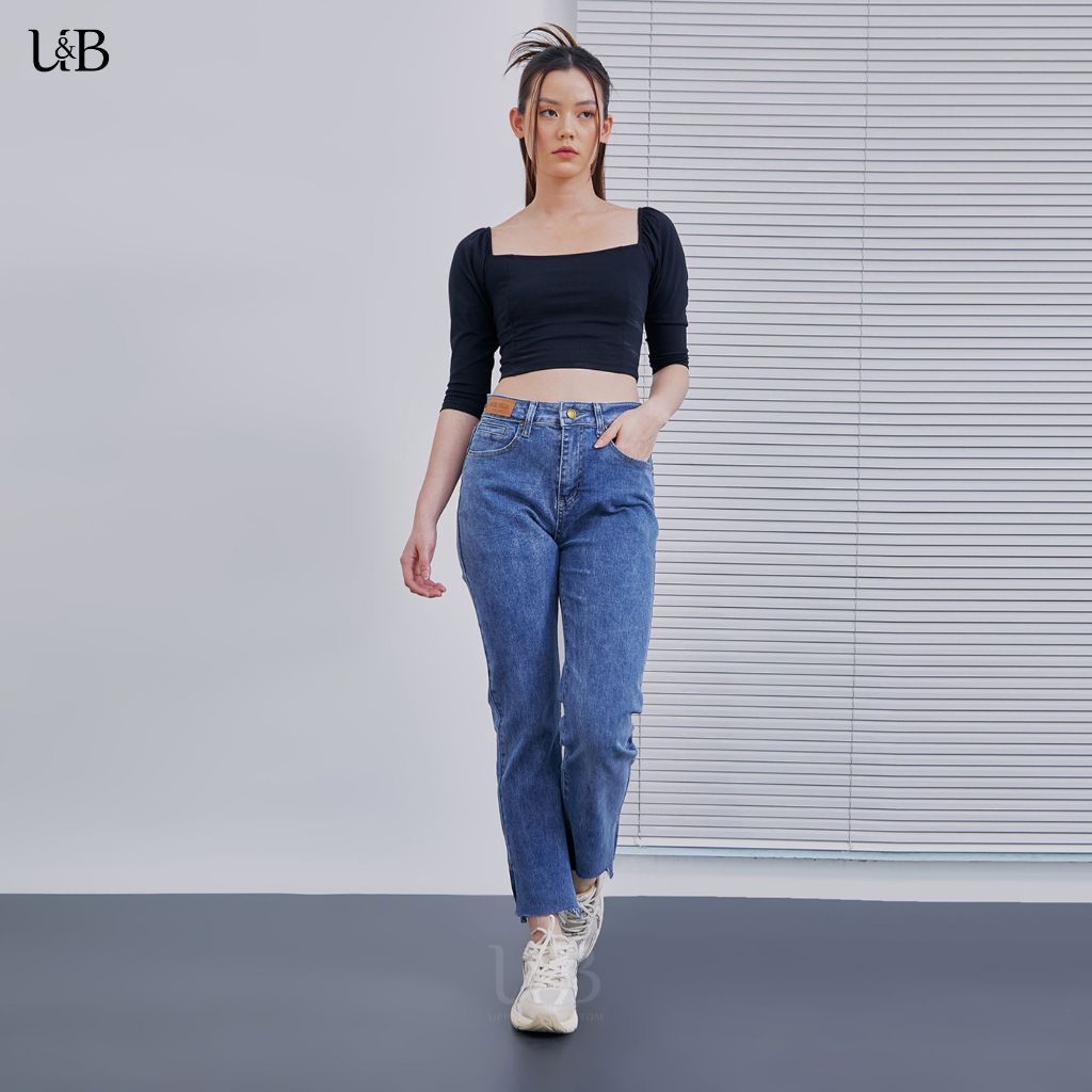 U&B - 801 | Celana Jeans Wanita Boyfriend Jeans Premium Quality Highwaist Melar Stretchy Nyaman Polo
