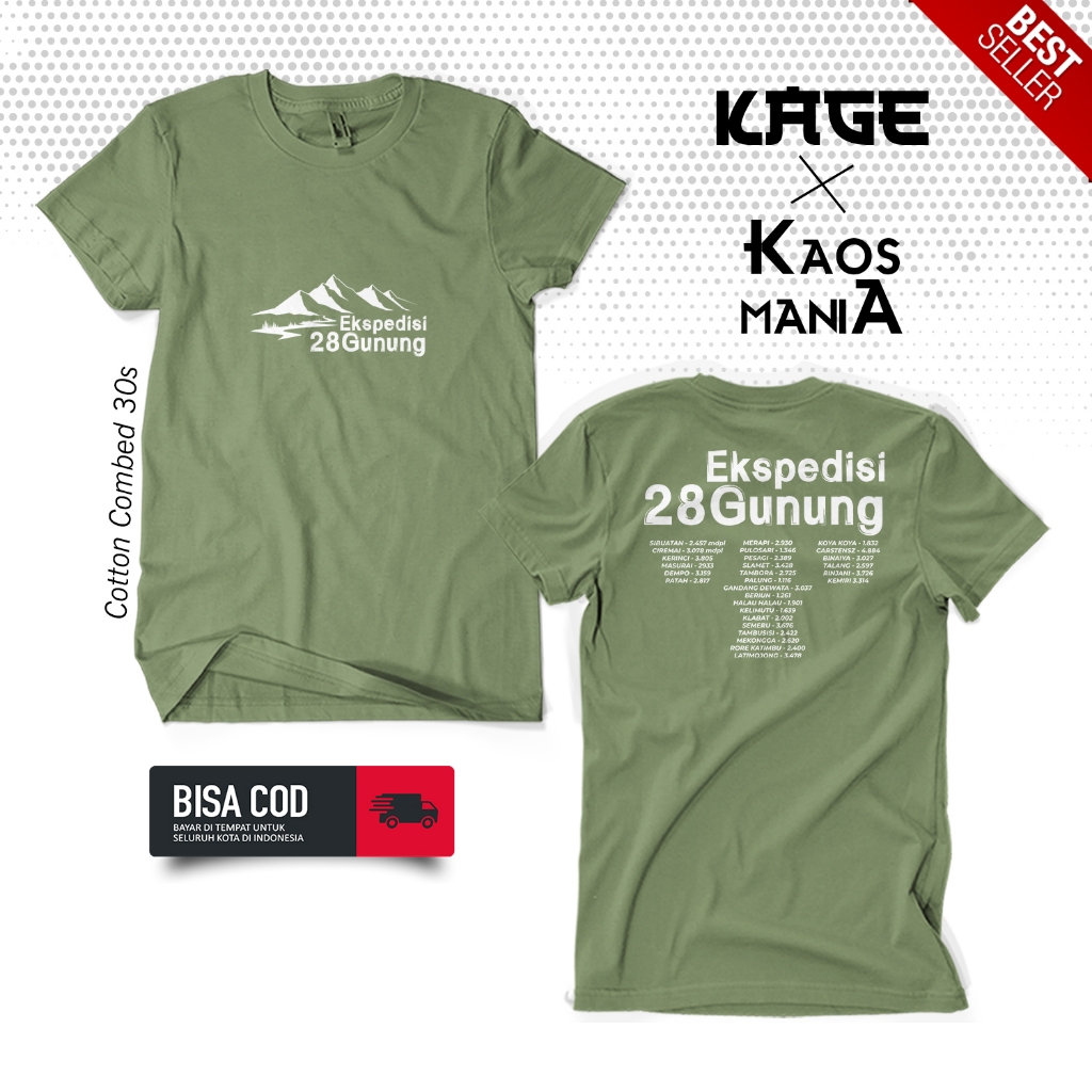 Kaos Distro Pria EKSPEDISI 28 GUNUNG - Kaos Pendaki Gunung Mountain Terbaru KAOS KAGE