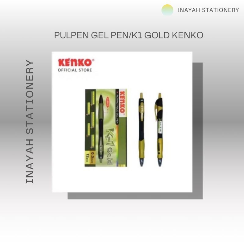 

PULPEN GEL PEN/K1 GOLD MEREK KENKO 1PACK ISI 12PCS Tinta Stationery