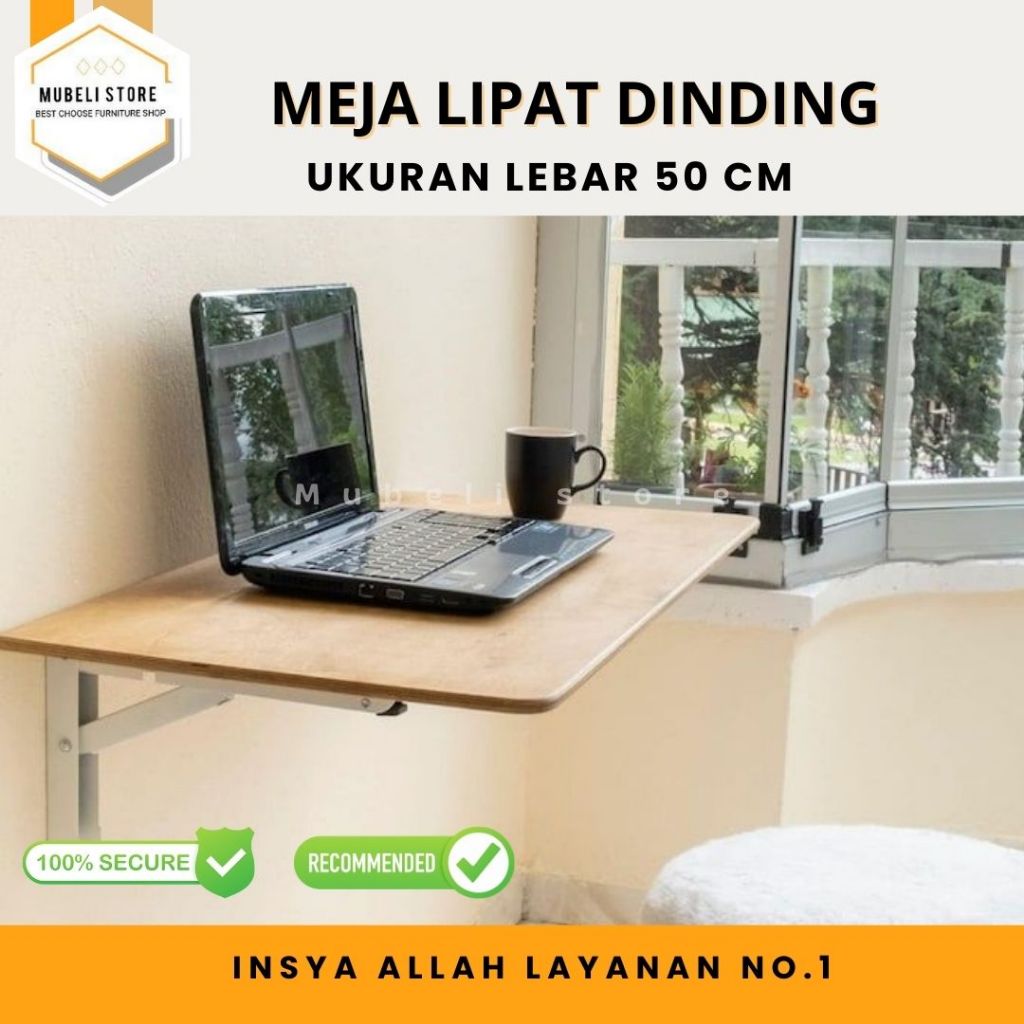 Mubeli Store - Custom Meja Lipat Dinding Belajar Kerja Makan Laptop Lipet Anak Kayu Minimalis Dapur 