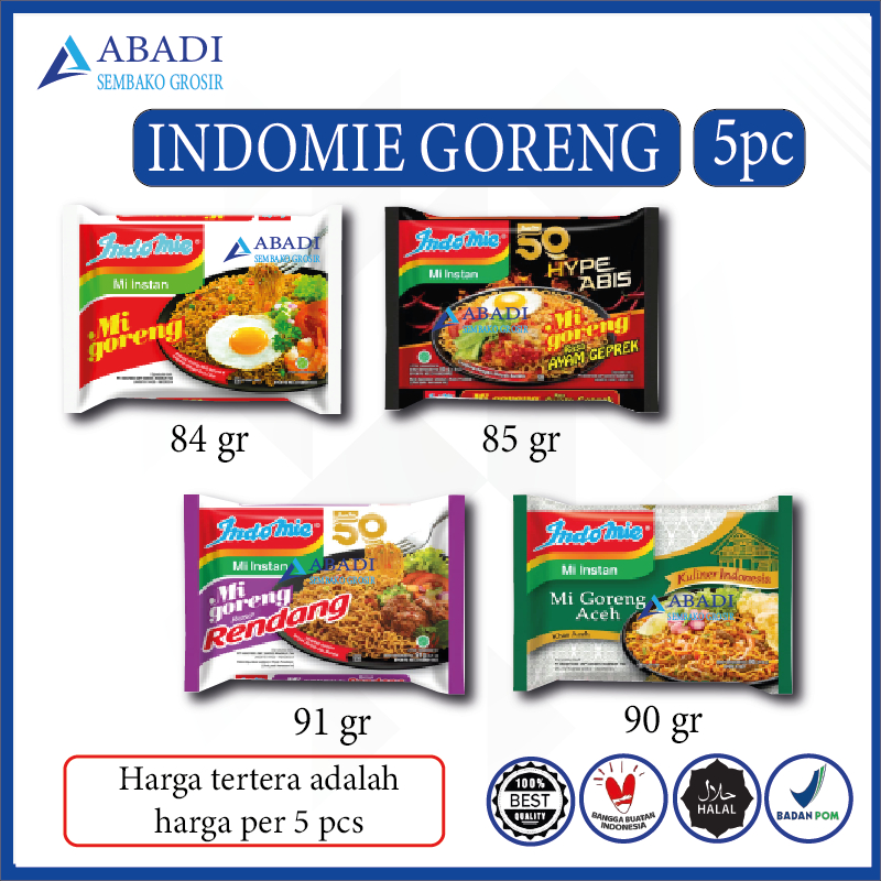 

(5 PCS) Indomie Goreng Spesial - Mie Instan - Mi Rendang / Ayam Geprek / Aceh