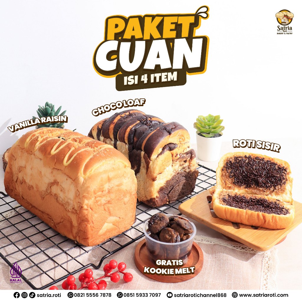 

[PAKET CUAN] 1 Choco Loaf & 1 Vanilla Raisin Jumbo FREE Roti Sisir dan Cookie