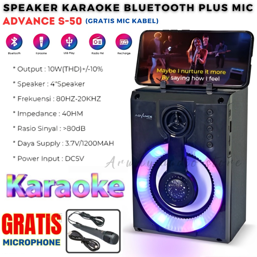 Speaker Bluetooth Portable Advance S50 |  Speaker Aktif Advance S50 Bluetooth Mic Portable Suara Nge
