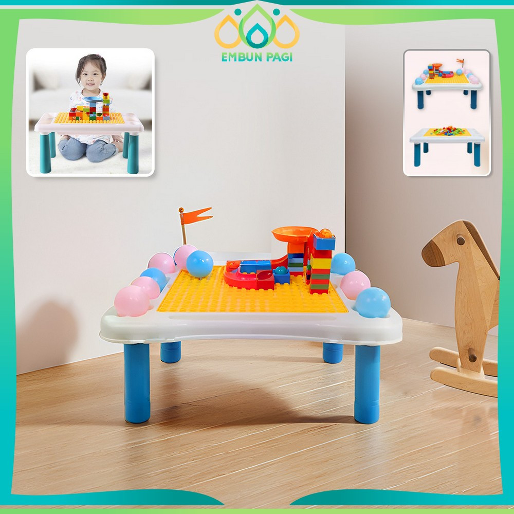 Mainan Edukasi Diy Building Block Bricks / Meja Belajar Anak Set / Meja Balok Buiding Blocks Embun Pagi M39