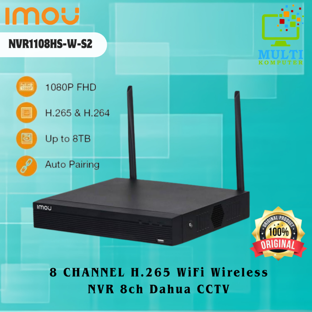 IMOU NVR1108HS-W-S2 8 CHANNEL H.265 WiFi Wireless NVR 8ch Dahua CCTV