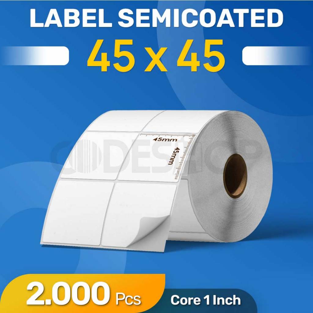 

Kertas Label Printer Barcode 45x45mm 2 Line Semicoated Isi 2000pcs