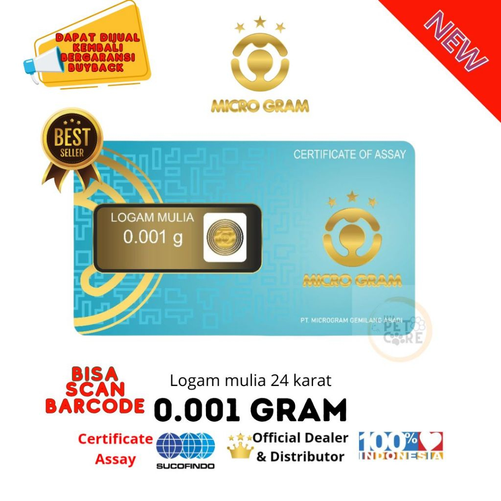 MICROGRAM Emas Mini Logam Mulia 0.001 Gram
