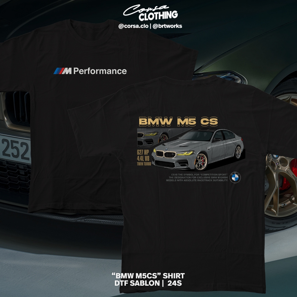 Kaos Mobil BMW M5CS V8 Kaos Pria Otomotif