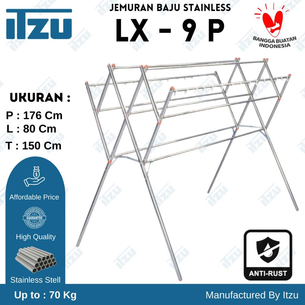 Jemuran Baju Stainless Kokoh 9 Palang