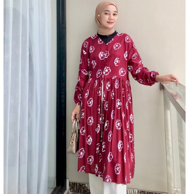 Masayu Batik - Blouse Batik Wanita Jumputan Bunga Mawar