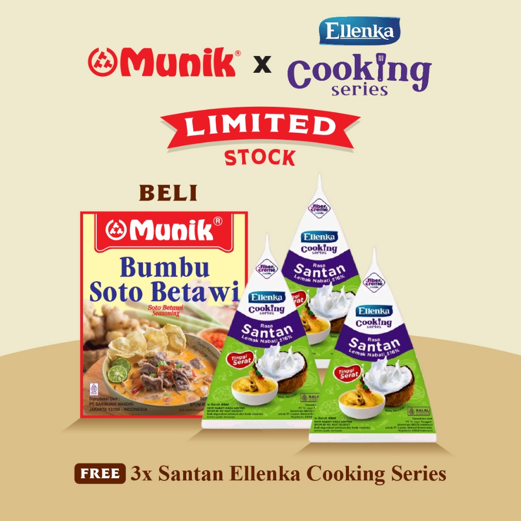 

PROMO Beli Bumbu Munik Soto Betawi 125 gr Free 3 Sachet Ellenka Cooking Series