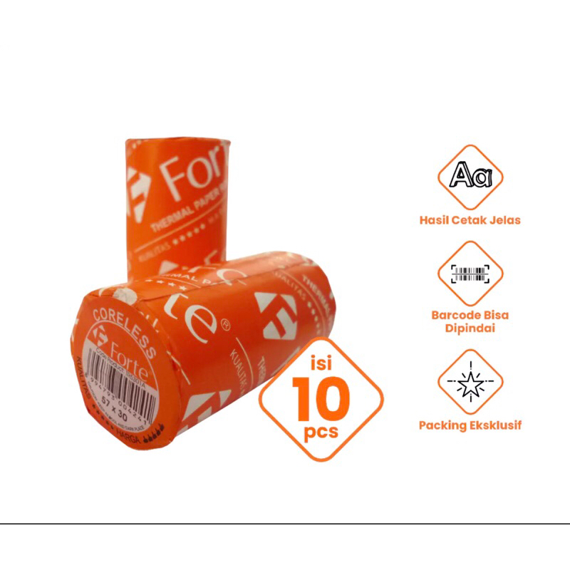 

Thermal Paper Kertas Kasir Kertas Roll Merk Forte Ukuran 57x30 Economis