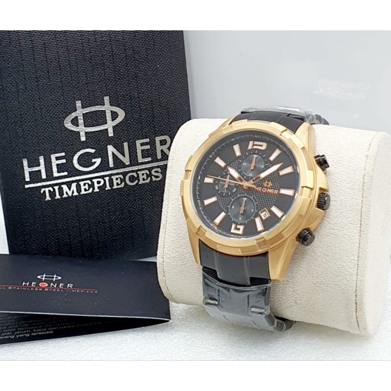 HEGNER Original 1652 Jam Tangan Pria Rantai Analog Water Resist
