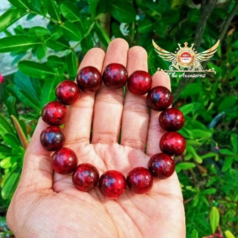 Gelang Yuser Akar Bahar Tali Arus Merah Delima Dim 16mm Original 100%