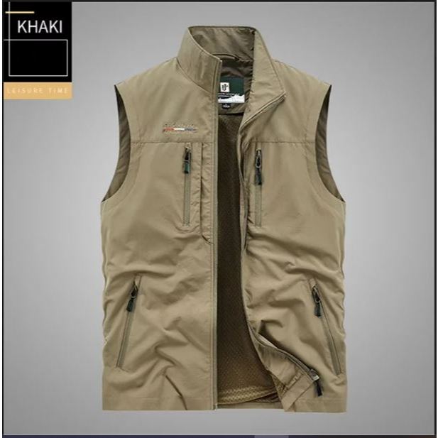 Jaket rompi polos pria wanita/rompi motor/rompi lapangan/4 saku luar 1 saku dalam