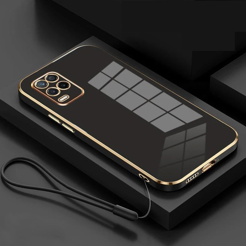 case plating Realme 8 / 8 PRO / Realme 8i  Case Luxury Plating Casing Silicone Free Tali Lanyard - F