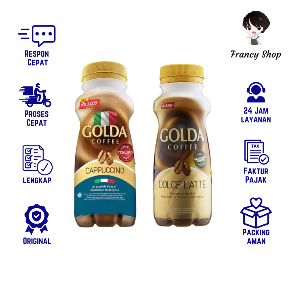 

Golda Coffee Cappucino / Dolce Latte Kopi Kemasan 200ml