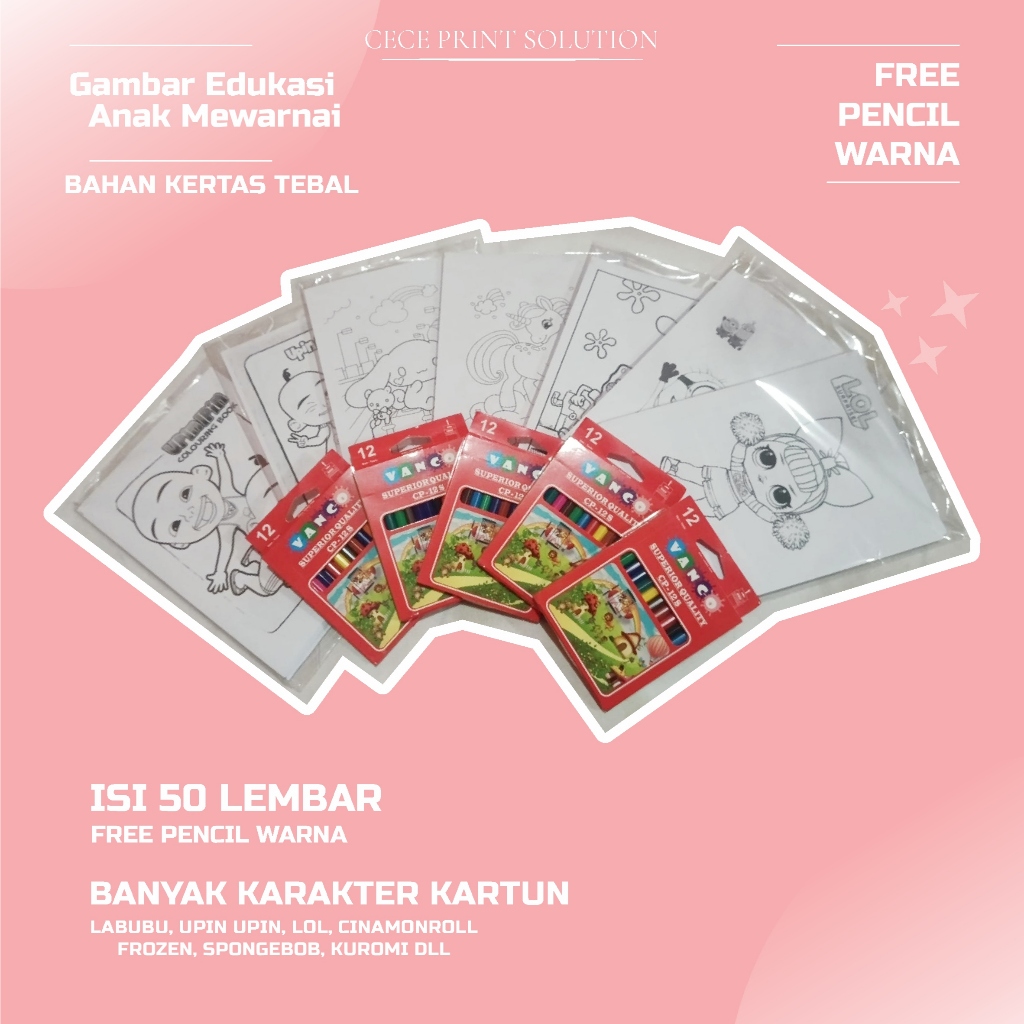 

Gambar Edukasi Mewarnai Anak Anak isi 50 Lembar Free Pencil Warna
