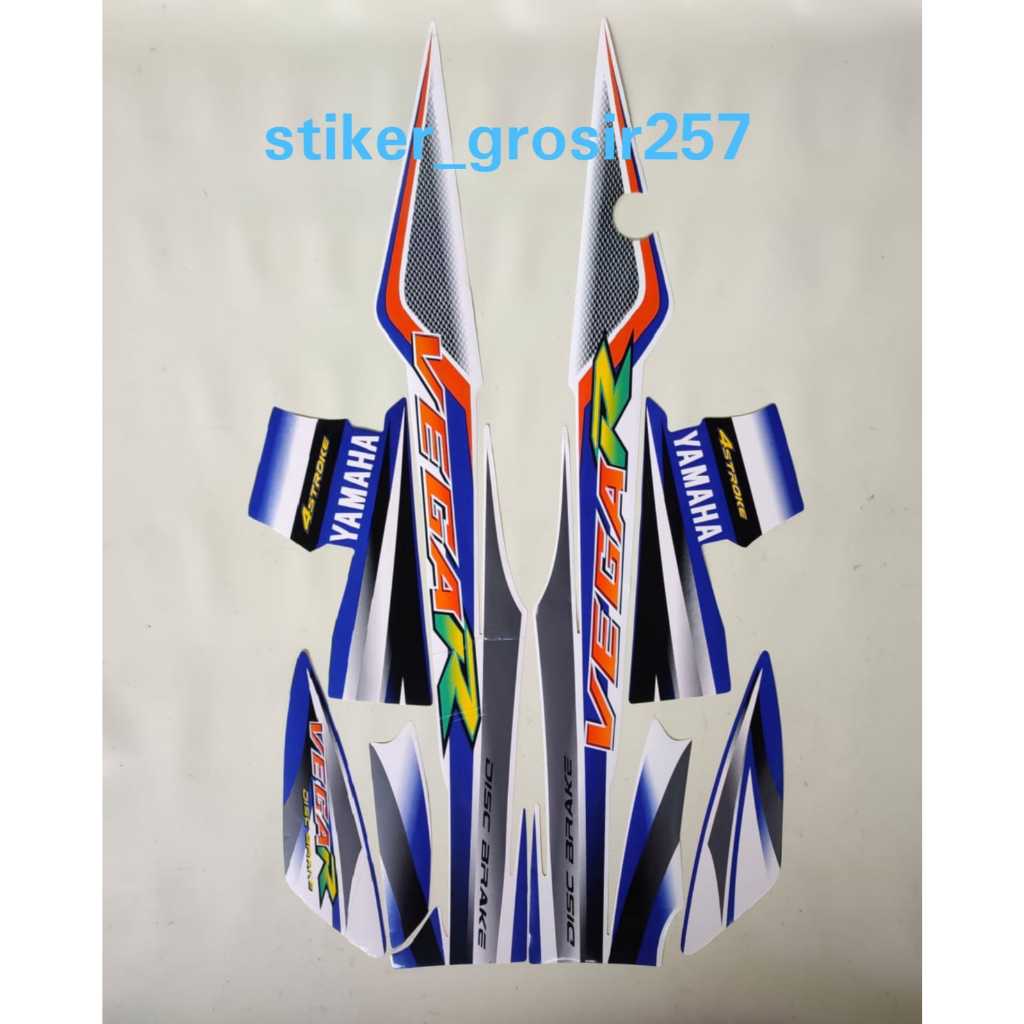 STIKER STRIPING LIS BODY MOTOR YAMAHA VEGA R LAMA 2004 2005 PUTIH BIRU