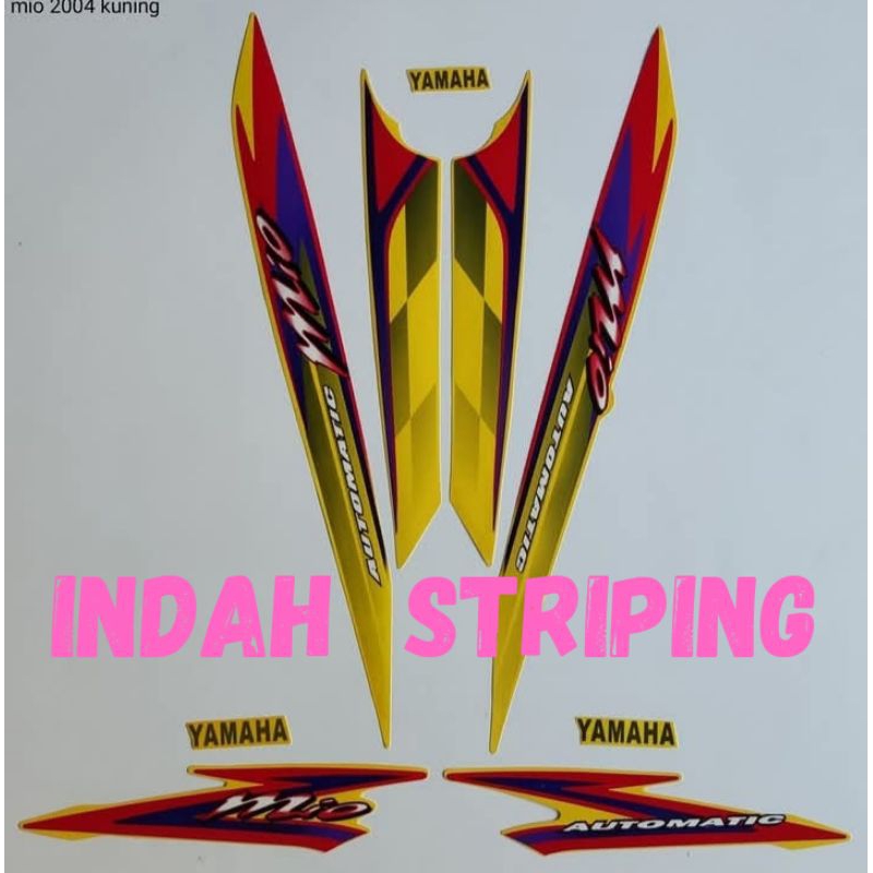 STRIPING STIKER LIS MOTOR MIO SPORTY TAHUN 2004 WARNA KUNING MIO AUTOMATIC / CATUR / BENDERA
