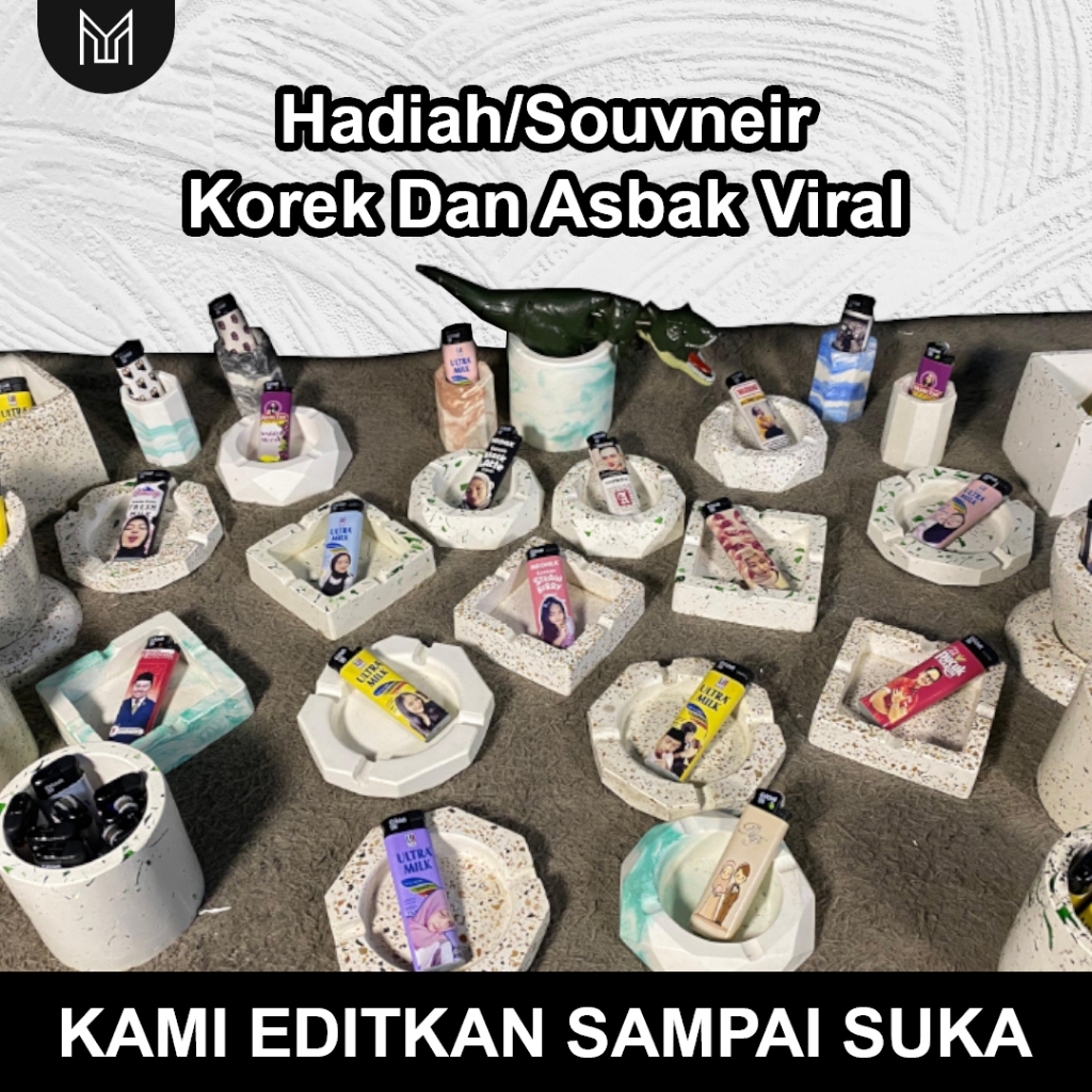 [TANPA PO] Hadiah/Souvenir Asbak dan Korek Cricket Custom Foto Viral, Tanpa Minimal Order [BISA COD]
