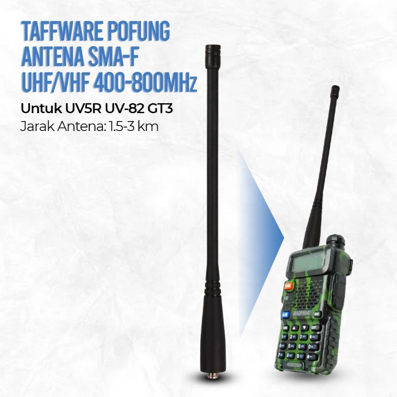 Taffware Antena HT Walkie Talkie SMA-F UHF/VHF 400-480Mhz For UV 5R UV B2