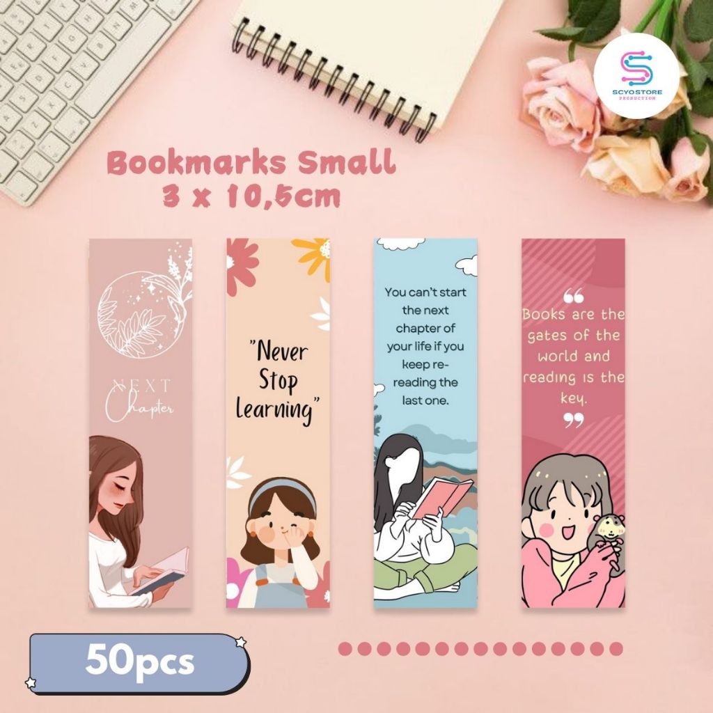 

Pembatas Buku Kecil 50pcs Lucu Bookmarks Aesthetic Penanda Kertas Motivasi