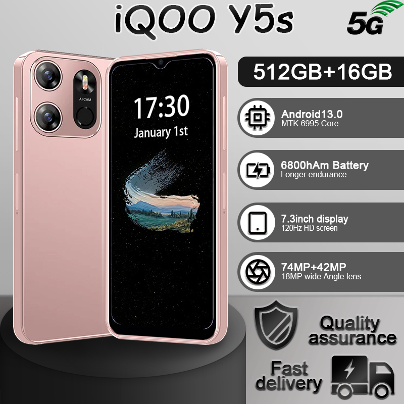 【COD】 VIVO iQOO y5s Smartphone [16GB+512GB Large Memory 120Hz HD Screen] 5G Telepon Permainan