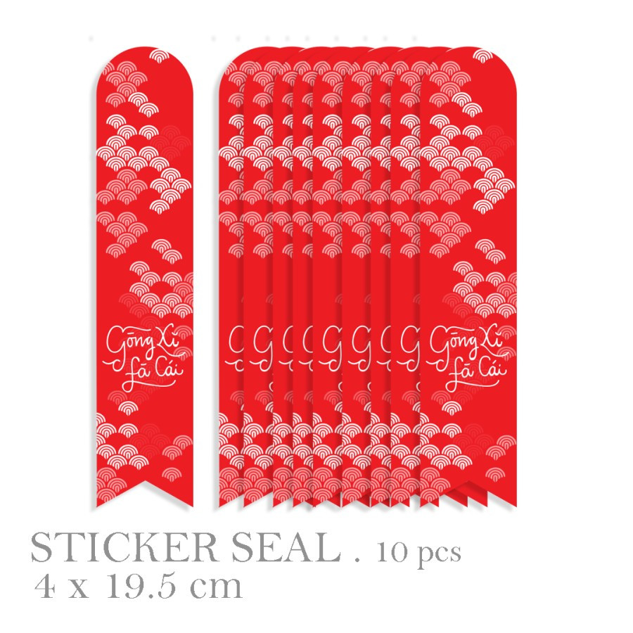 

10 Pcs Sticker Seal Edisi Imlek Gong Xi Fa Cai Bahan Chromo Lintex Ukuran 4 x 19.5 cm