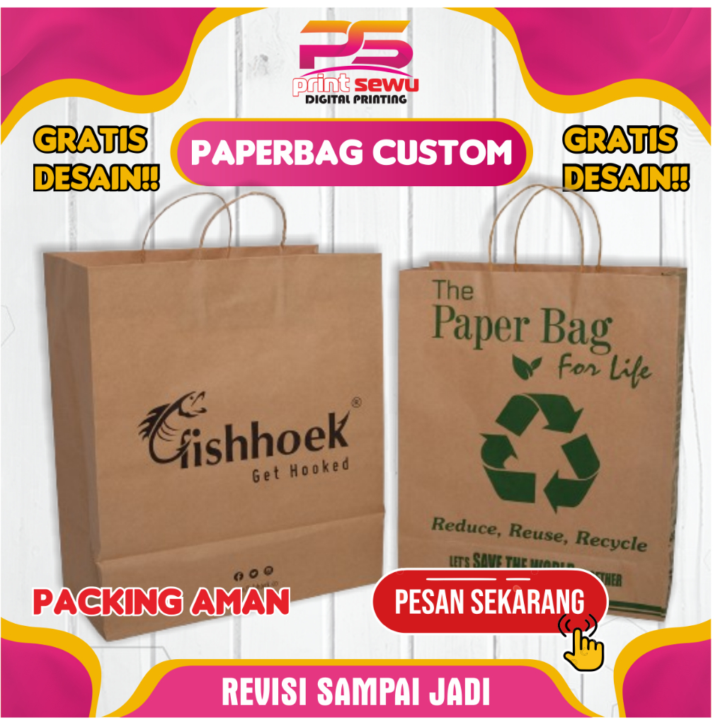

PAPERBAG CUSTOM | UKURAN BISA BERVARIASI SESUAI REQUEST | GRATIS DESAIN | REVISI SAMPAI JADI