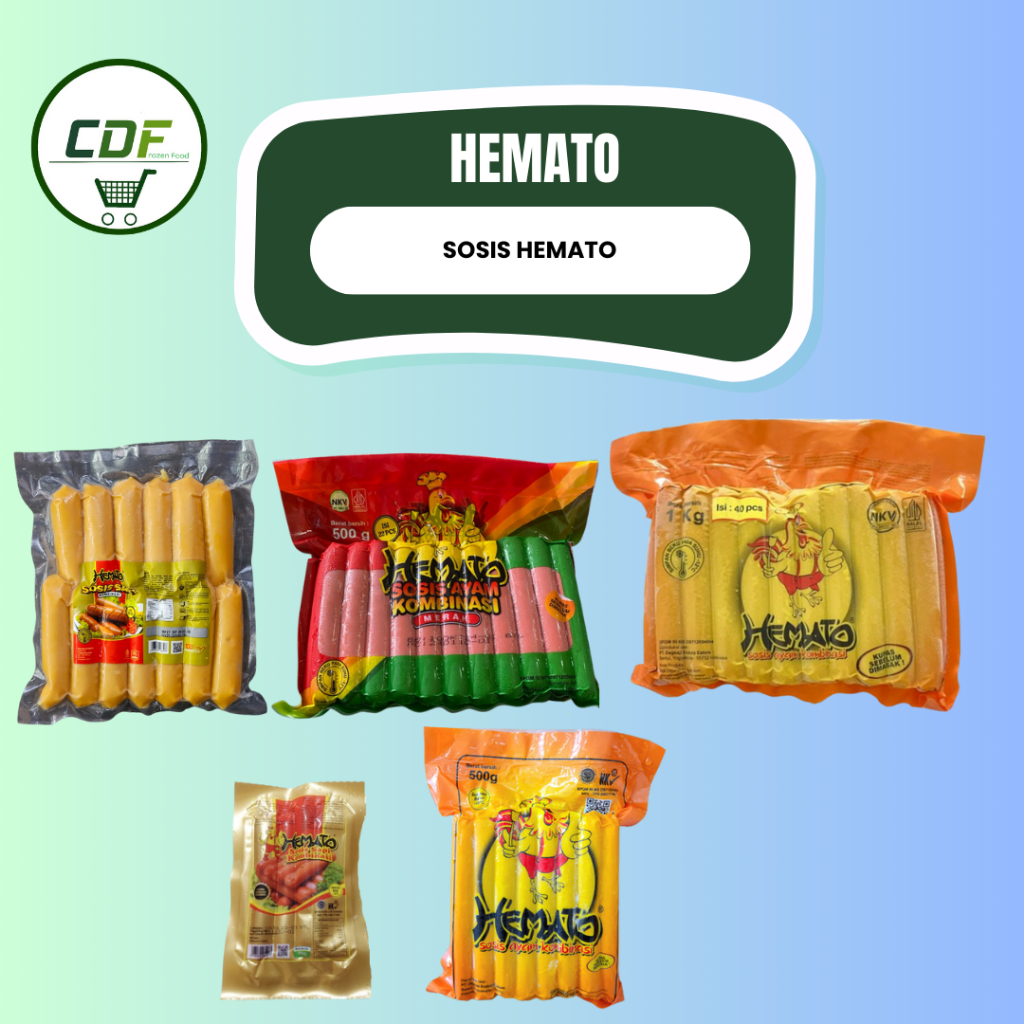 

HEMATO Sosis Bakar 13s, Sosis Ayam 40s, Sosis Ayam 500gr, Sosis Merah 500gr & Sosis Gold 70gr