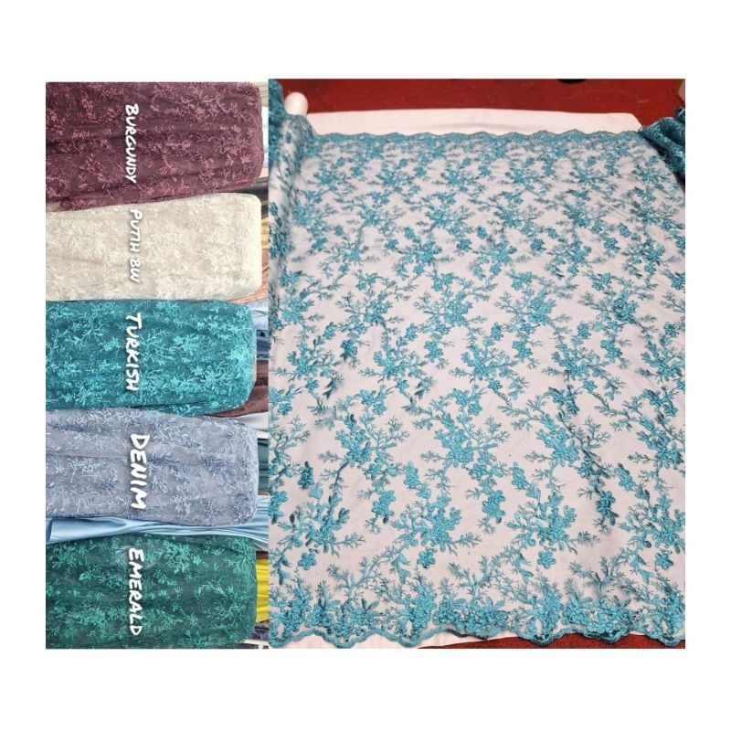 Kain Tile Embos Metalic .kain tile turin.tile payet.tile brukat per setengah meter