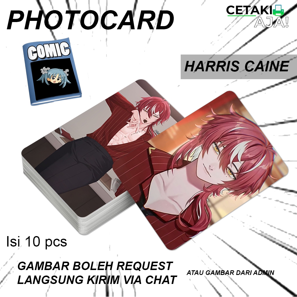 CETAK PHOTOCARD 2R 1 SISI DENGAN KUALITAS GAMBAR TERBAIK PCH VTUBER SOL4ACE AKA VIRTUAL ANIME HARRIS